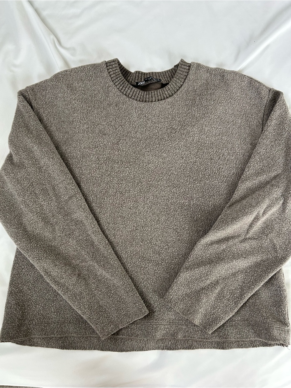 Zara Women's Crewneck Sweater in Taupe Gray